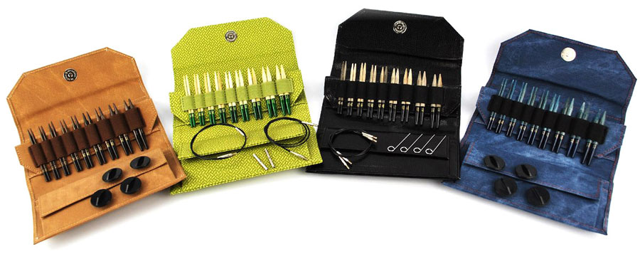  Grove Lykke 3.5 Inch Interchangeable Circular Knitting Needle  Set in Green Basketweave Effect Case